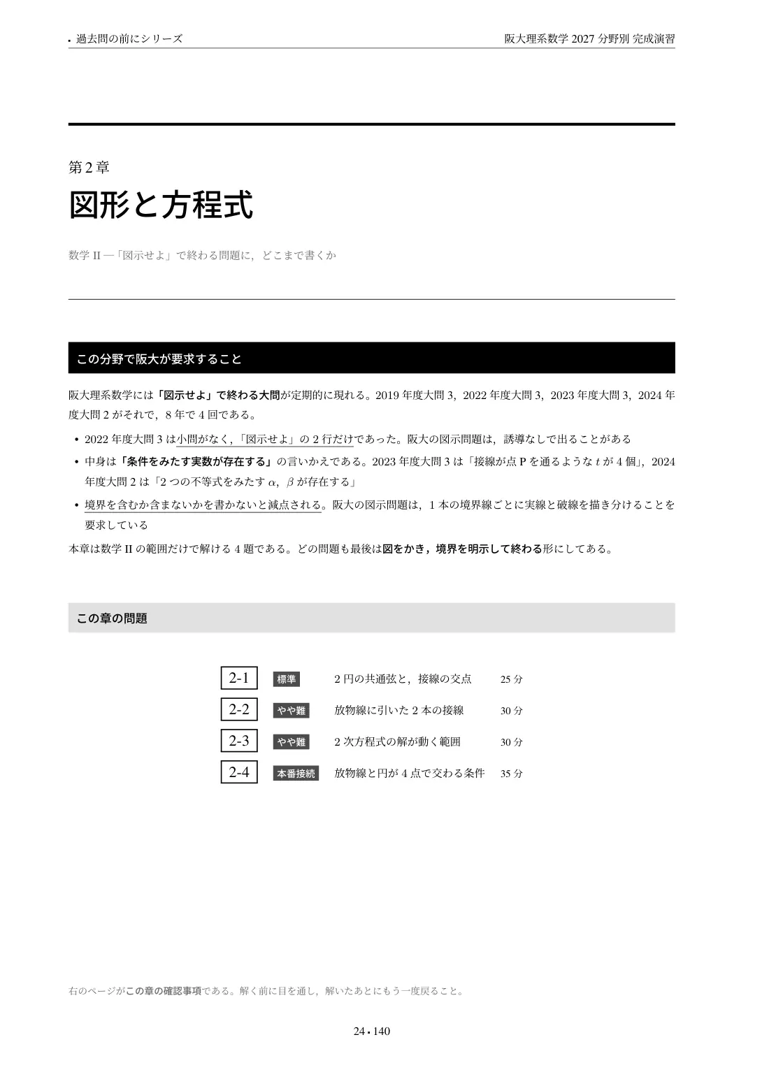 阪大理系数学 分野別完成演習の第2章 章扉